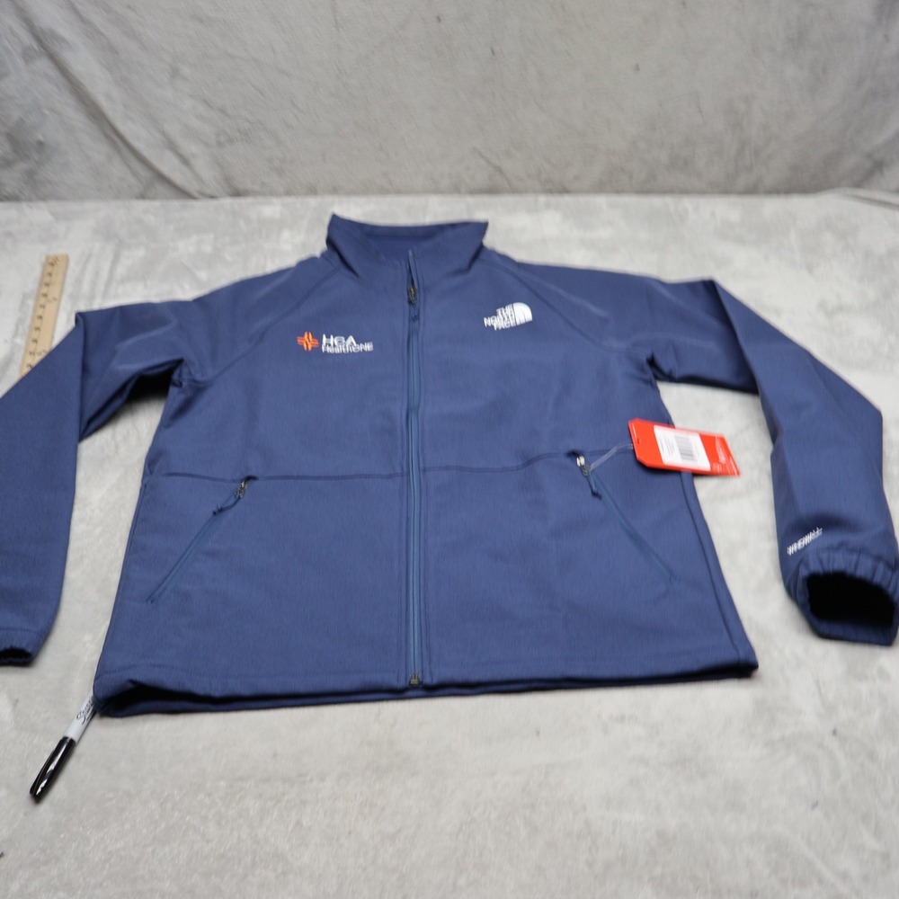 North Face Jacket Men Medium Blue WindWall Softshell Full Zip Barr Lake LOGO NEW